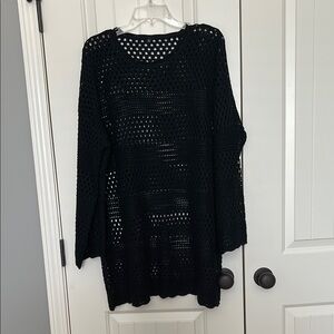 Black Crochet Knit Swim Coverup; Size XL